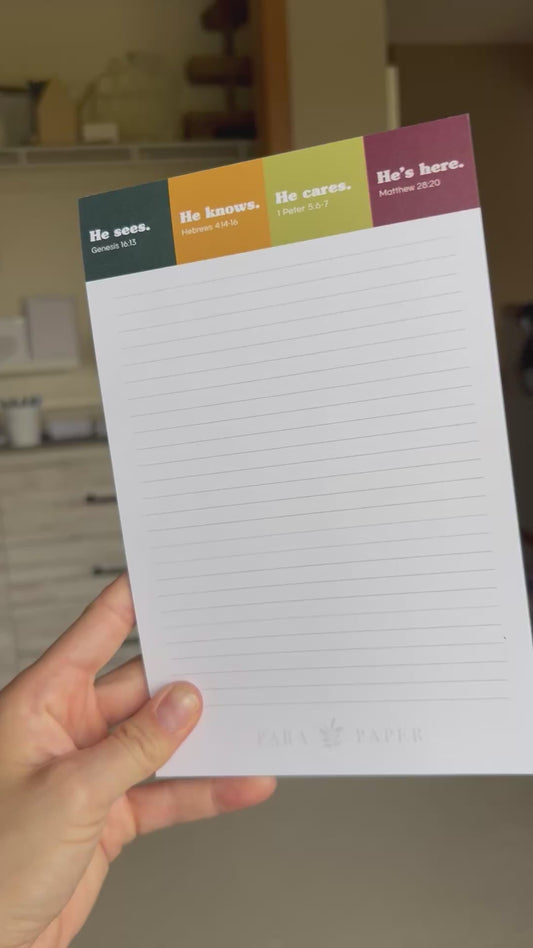 Notepad Lined - Sees. Knows. Cares. Here.