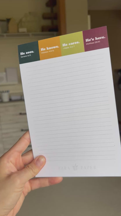 Notepad Lined - Sees. Knows. Cares. Here.